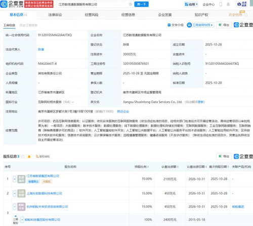 江蘇省數據集團與螞蟻集團聯合成立數據服務公司，助力互聯網信息服務升級